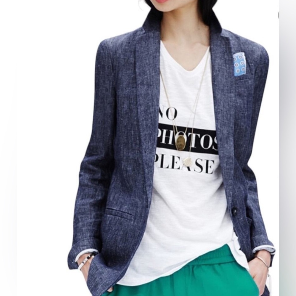 Banana Republic Women's Blue Linen Blazer - Picture 16 of 16